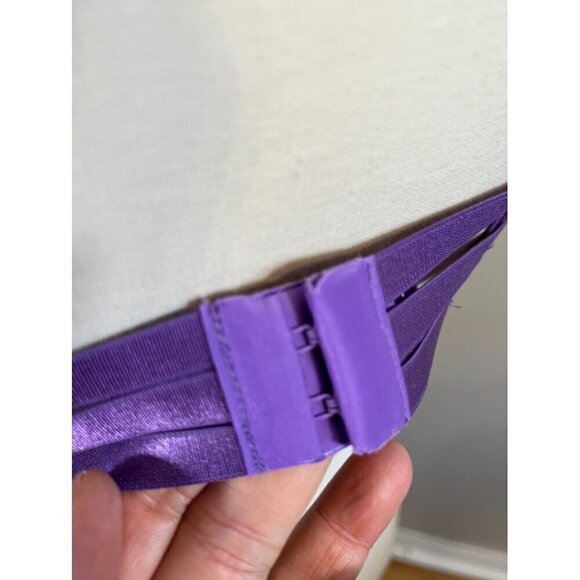 Women Bra XL Purple Sheer Floral Mesh Feminine Sexy Underwire Retro 80s - Picture 7 of 11